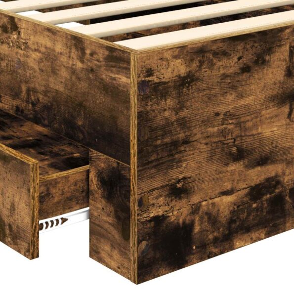 vidaXL Rám postele so zásuvkou Dymová dub 75 x 190 cm Kompozitné drevo – Obrázok 10