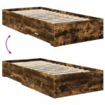 vidaXL Rám postele so zásuvkou Dymová dub 75 x 190 cm Kompozitné drevo – Obrázok 12