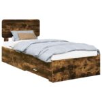 vidaXL Rám postele so zásuvkou Dymová dub 75 x 190 cm Kompozitné drevo – Obrázok 2