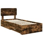 vidaXL Rám postele so zásuvkou Dymová dub 75 x 190 cm Kompozitné drevo – Obrázok 4