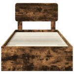vidaXL Rám postele so zásuvkou Dymová dub 75 x 190 cm Kompozitné drevo – Obrázok 7
