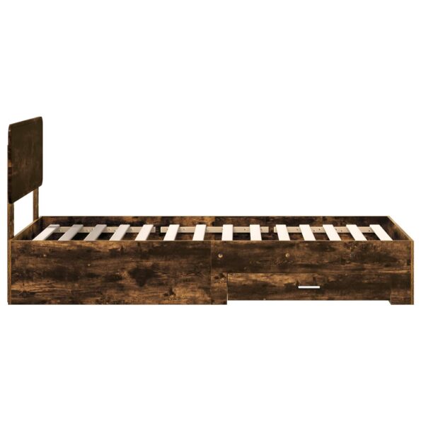 vidaXL Rám postele so zásuvkou Dymová dub 75 x 190 cm Kompozitné drevo – Obrázok 8