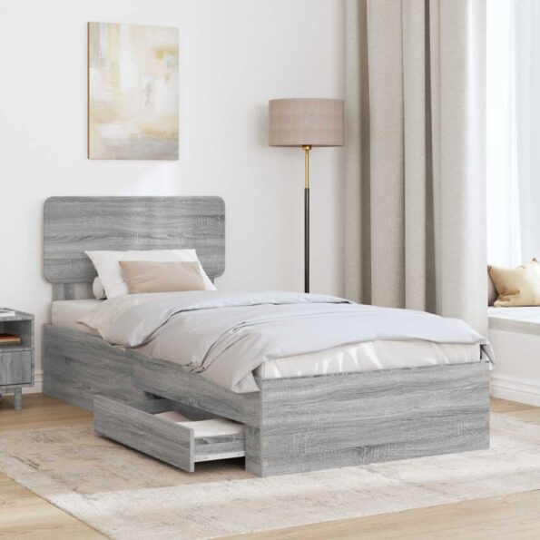 vidaXL Rám postele Sivý Sonoma 75 x 190 cm Kompozitné drevo – Obrázok 3