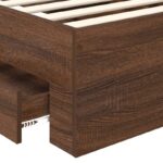 vidaXL Rám postele so zásuvkou Hnedý dub 75 x 190 cm Kompozitné drevo – Obrázok 10
