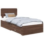 vidaXL Rám postele so zásuvkou Hnedý dub 75 x 190 cm Kompozitné drevo – Obrázok 2