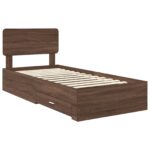 vidaXL Rám postele so zásuvkou Hnedý dub 75 x 190 cm Kompozitné drevo – Obrázok 4