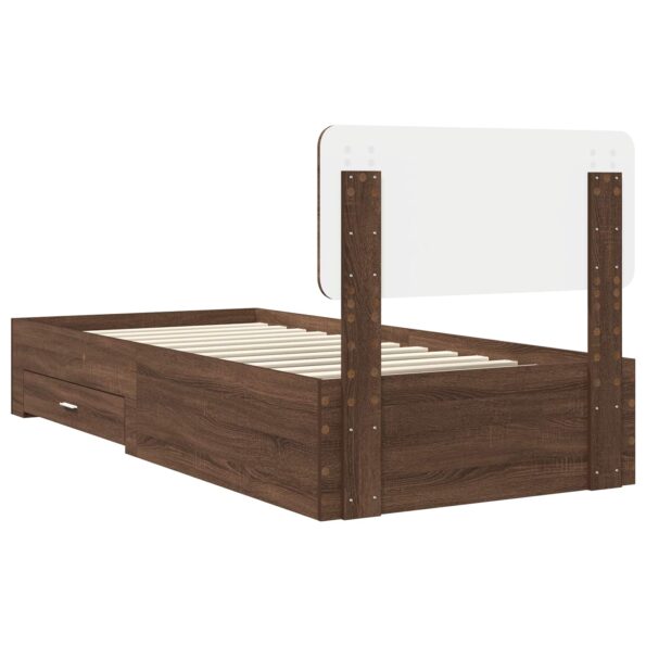 vidaXL Rám postele so zásuvkou Hnedý dub 75 x 190 cm Kompozitné drevo – Obrázok 9