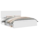 vidaXL Rám postele Biela 200 x 200 cm Masívne borovicové drevo – Obrázok 2