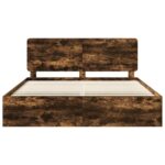 vidaXL Rám postele Dymová dub 200 x 200 cm Masívne borovicové drevo – Obrázok 7