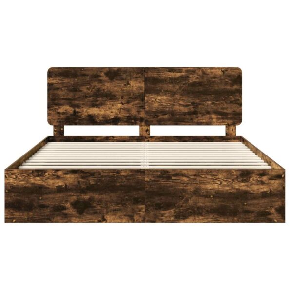 vidaXL Rám postele Dymová dub 200 x 200 cm Masívne borovicové drevo – Obrázok 7