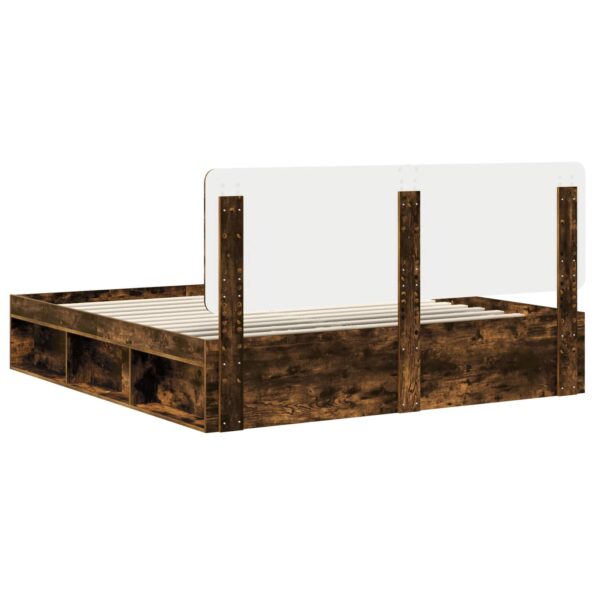 vidaXL Rám postele Dymová dub 200 x 200 cm Masívne borovicové drevo – Obrázok 9
