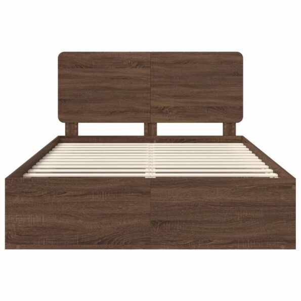 vidaXL Rám postele Hnedý dub 140 x 200 cm Masívne borovicové drevo – Obrázok 7