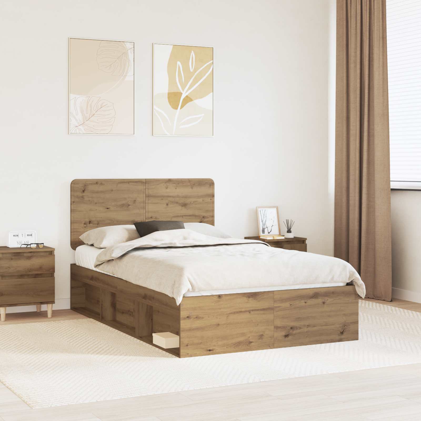 3412505_1.jpg vidaXL Rám postele s čelnou doskou Remeselnícky dub 135 x 190 cm – Obrázok 1