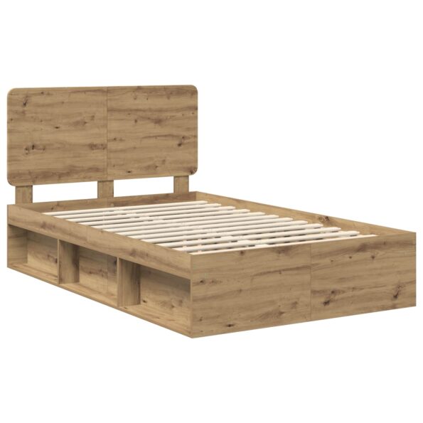 vidaXL Rám postele s čelnou doskou Remeselnícky dub 135 x 190 cm – Obrázok 4