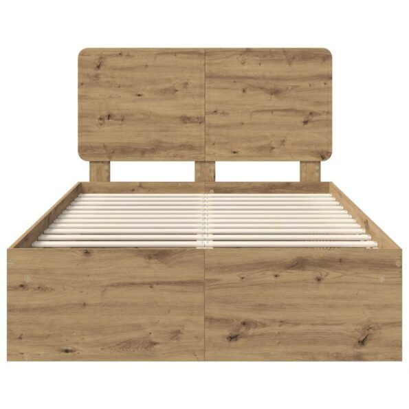vidaXL Rám postele s čelnou doskou Remeselnícky dub 120 x 200 cm – Obrázok 7