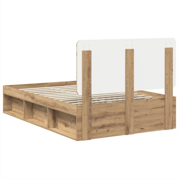 vidaXL Rám postele s čelnou doskou Remeselnícky dub 120 x 200 cm – Obrázok 9