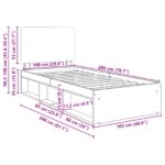 vidaXL Rám postele Čierna 100 x 200 cm Masívne borovicové drevo – Obrázok 13