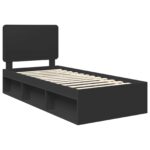 vidaXL Rám postele Čierna 100 x 200 cm Masívne borovicové drevo – Obrázok 4