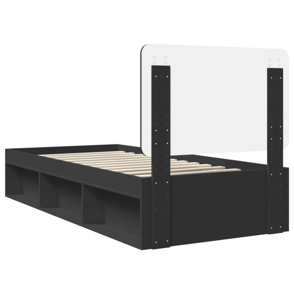 vidaXL Rám postele Čierna 100 x 200 cm Masívne borovicové drevo – Obrázok 9
