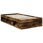 vidaXL Rám postele Dymová dub 100 x 200 cm Masívne borovicové drevo – Obrázok 5