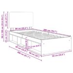 vidaXL Rám postele Čierna 90 x 200 cm Masívne borovicové drevo – Obrázok 13