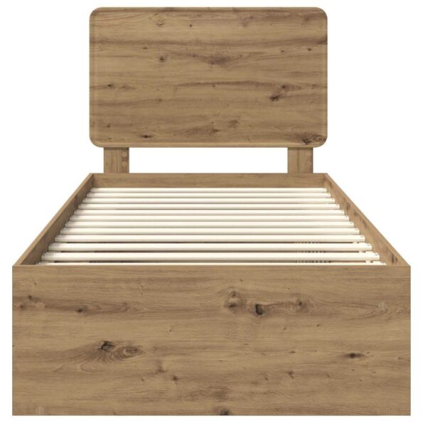 vidaXL Rám postele s čelnou doskou Remeselnícky dub 90 x 200 cm – Obrázok 7