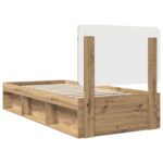 vidaXL Rám postele s čelnou doskou Remeselnícky dub 90 x 200 cm – Obrázok 9