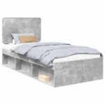 vidaXL Rám postele Betónová šedá 90 x 190 cm Masívne borovicové drevo – Obrázok 2