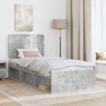vidaXL Rám postele Betónová šedá 90 x 190 cm Masívne borovicové drevo – Obrázok 3