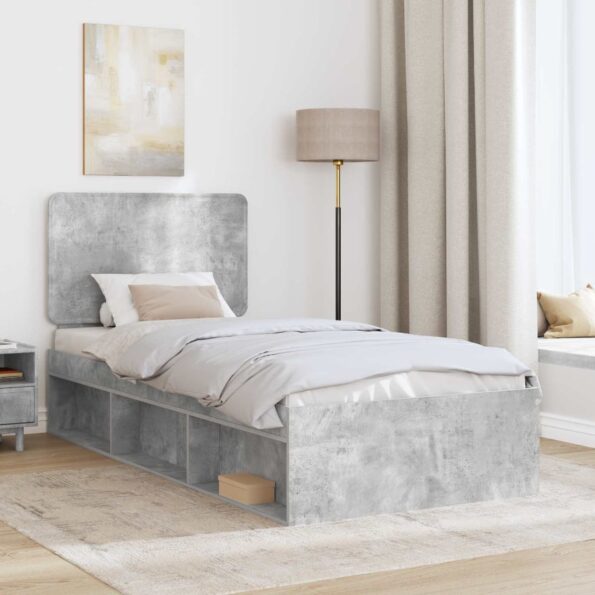 vidaXL Rám postele Betónová šedá 90 x 190 cm Masívne borovicové drevo – Obrázok 3