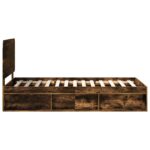 vidaXL Rám postele Dymová dub 90 x 190 cm Masívne borovicové drevo – Obrázok 8