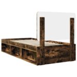 vidaXL Rám postele Dymová dub 90 x 190 cm Masívne borovicové drevo – Obrázok 9
