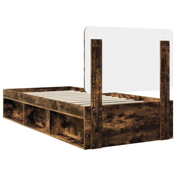 vidaXL Rám postele Dymová dub 90 x 190 cm Masívne borovicové drevo – Obrázok 9