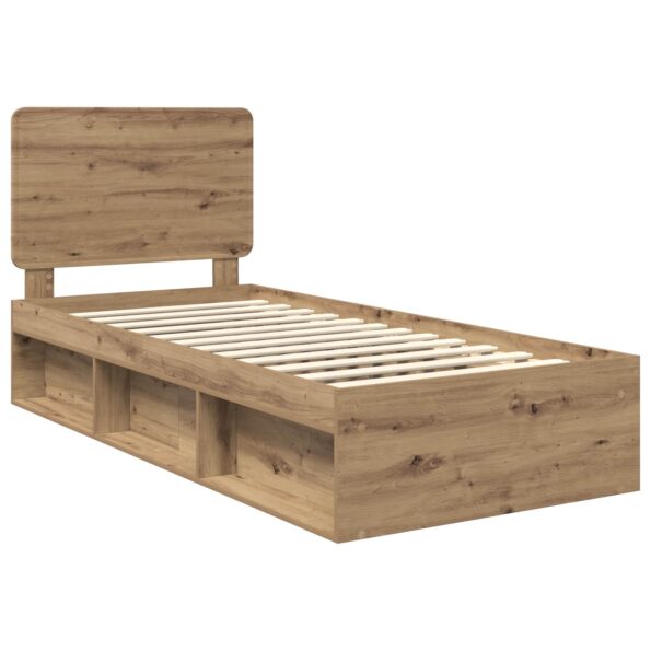 vidaXL Rám postele s čelnou doskou Remeselnícky dub 90 x 190 cm – Obrázok 4
