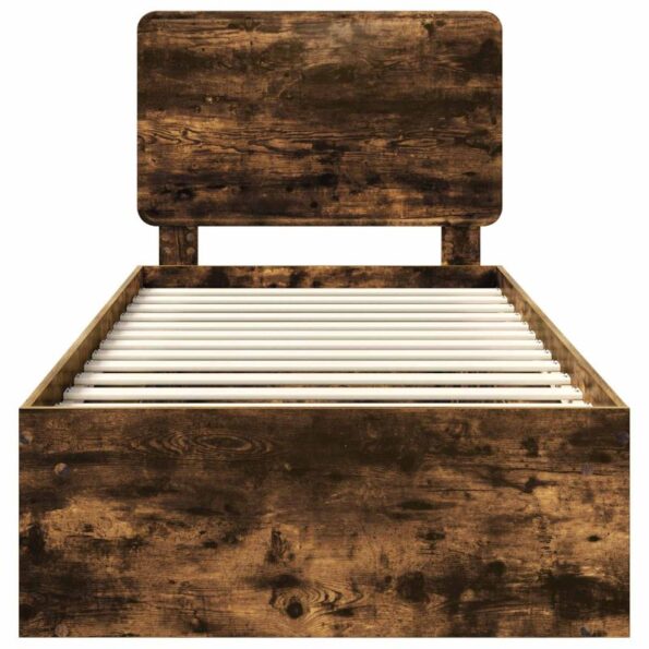 vidaXL Rám postele Dymová dub 75 x 190 cm Masívne borovicové drevo – Obrázok 7