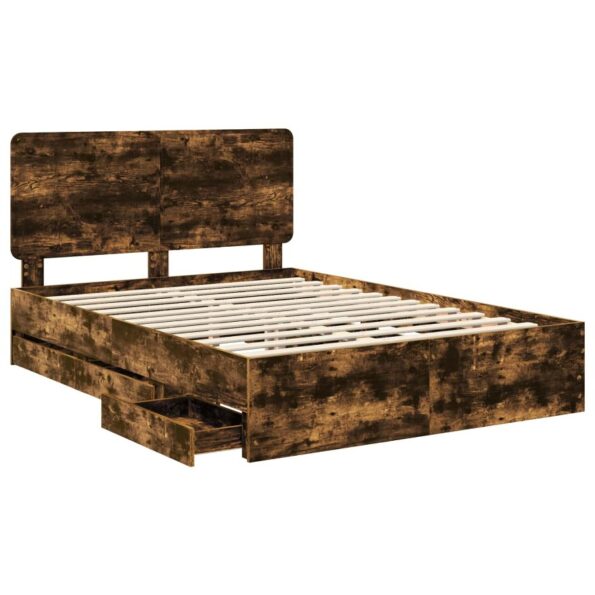 vidaXL Rám postele Dymová dub 160 x 200 cm Inžinierske drevo – Obrázok 5