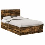 vidaXL Rám postele Dymová dub 135 x 190 cm Inžinierske drevo – Obrázok 2