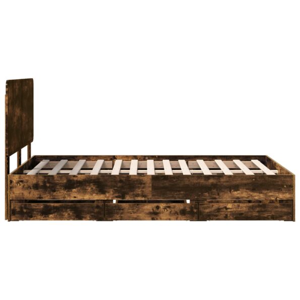 vidaXL Rám postele Dymová dub 135 x 190 cm Inžinierske drevo – Obrázok 9
