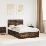 vidaXL Rám postele Dymová dub 120 x 190 cm Inžinierske drevo