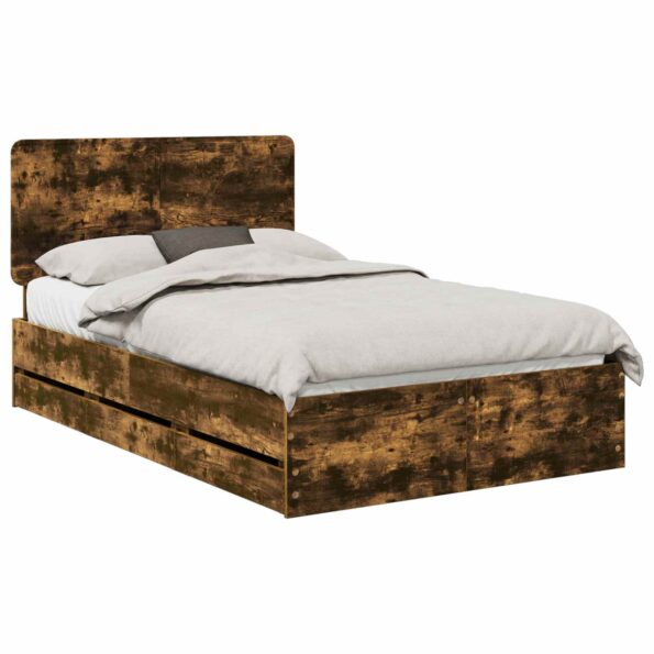 vidaXL Rám postele Dymová dub 120 x 190 cm Inžinierske drevo – Obrázok 2