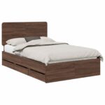 vidaXL Rám postele Hnedý dub 120 x 190 cm Inžinierske drevo – Obrázok 2