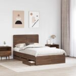 vidaXL Rám postele Hnedý dub 120 x 190 cm Inžinierske drevo – Obrázok 3