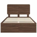 vidaXL Rám postele Hnedý dub 120 x 190 cm Inžinierske drevo – Obrázok 8