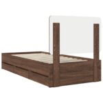 vidaXL Rám postele Hnedý dub 100 x 200 cm Inžinierske drevo – Obrázok 10