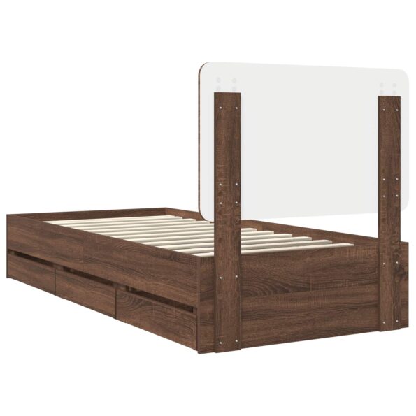 vidaXL Rám postele Hnedý dub 100 x 200 cm Inžinierske drevo – Obrázok 10