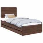 vidaXL Rám postele Hnedý dub 100 x 200 cm Inžinierske drevo – Obrázok 2