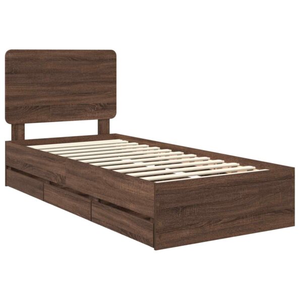 vidaXL Rám postele Hnedý dub 100 x 200 cm Inžinierske drevo – Obrázok 4