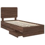 vidaXL Rám postele Hnedý dub 100 x 200 cm Inžinierske drevo – Obrázok 5