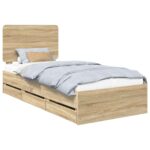 vidaXL Rám postele Sonoma dub 75 x 190 cm Inžinierske drevo – Obrázok 2