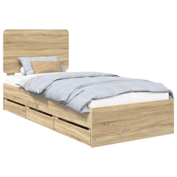 vidaXL Rám postele Sonoma dub 75 x 190 cm Inžinierske drevo – Obrázok 2